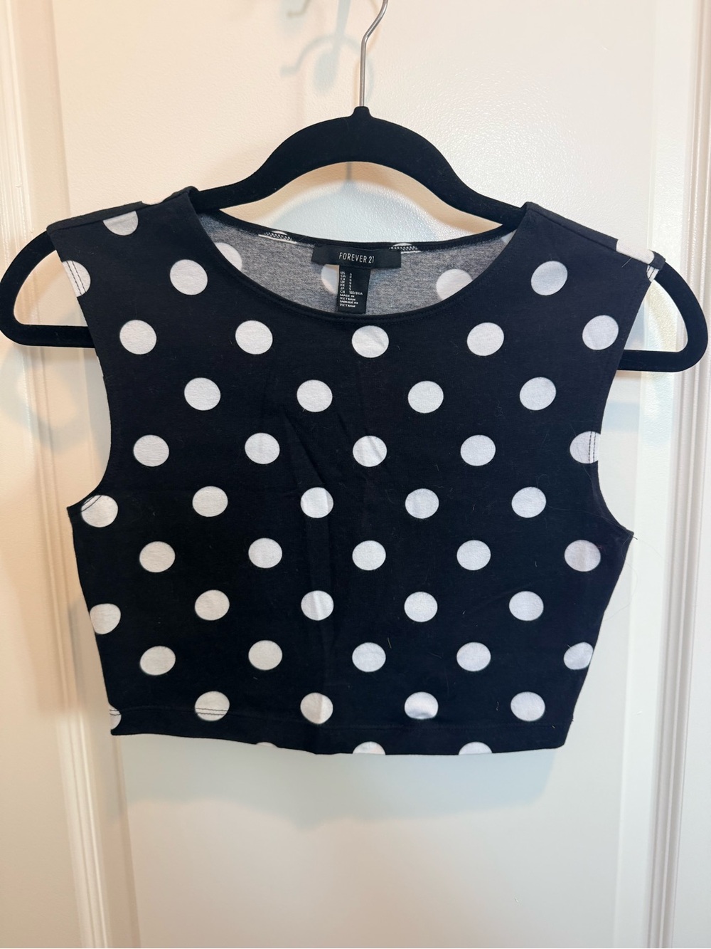 Forever 21 Black and White Polka Dot Crop Top